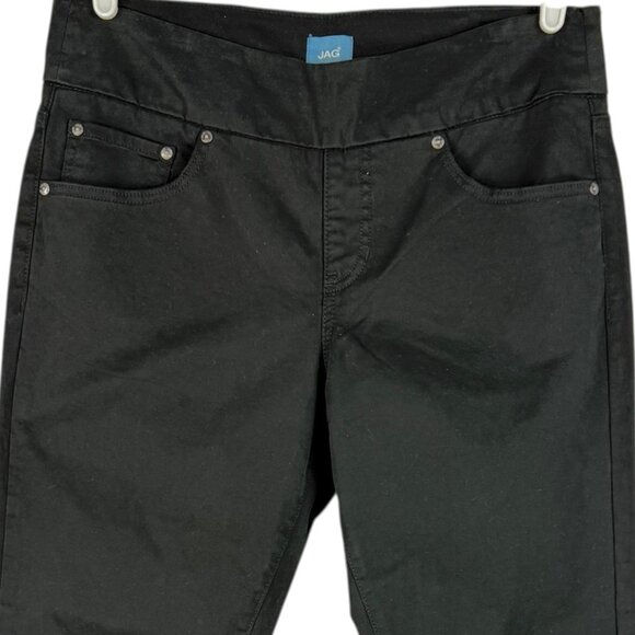 Jag Women Amelia Pull-on Stretch Slim Black Ankle Pants Sz 12 Row Rolled Hem NWT - Picture 3 of 11